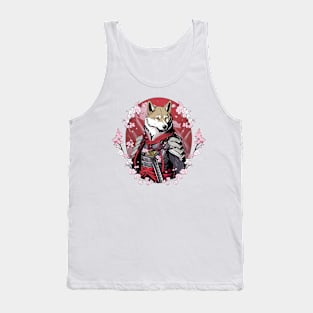 Samurai Dog Among Sakura Tree Tank Top